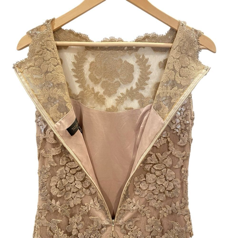 Tadashi Shoji Illusion Sequin Lace Sleeveless Dress - Women's 2 - Picture 5 of 6